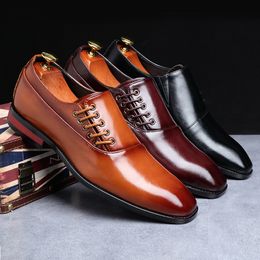 Mens Shoes Large Sizes Italian Social Shoe Male Dress Shoes Men Elegant Party Leather Formal Brown Black Red