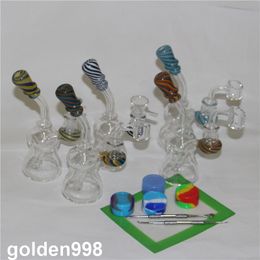 hookahs Dab Oil Rigs bongs with 14.5mm Male Joint Recycler Bong Perc Quartzs Banger Water Pipes quartz nail glass bowl