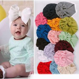 new fashion hair ribbon children's hat baby corn big butterfly turban kids Tyre cap hair decoration wholesale multi Colour 18 col