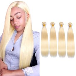 Peruvian Blonde 2 Bundles 613# Straight 4 Pieces/lot Virgin Human Hair Extensions Soft Pure Colour 10-30inch