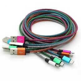 1M 3FT 2M 6FT 3M 10FT V8 Cord Aluminium Fabric Micro Usb Cables Date Sync Charger Charge Cable for Mobile Phone