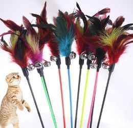 New Cat Toys Soft Colourful Feather Bell Rod Toy for Cat Kitten Funny Playing Interactive Toy Pet Cat Supplies