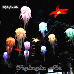 Customised Hanging Lighting Inflatable Medusa RGB Light 2m/2.5m/3m Height Pendent Jellyfish Balloon For Concert Stage And Party Decoration