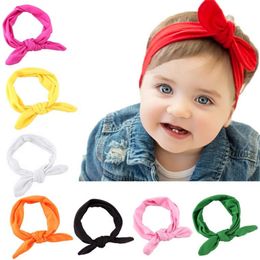 Baby Kids Girls Hairbands 8 Color/set Wholesale Rabbit Bow Ear Headband Turban Knot Head Wraps