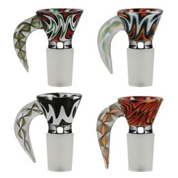 Latest 10MM 14MM 18MM Male Pyrex Glass Colorful Bong Bowl Portable Handle Bubbler Joint Container Filter Tube Holder Smoking Tool DHL Free