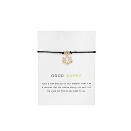 Wish Card Lucky Lotus Bracelets For Women Handmade Black Red Rope Chain Bracelets Gold Silver Adjustable Kids Jewelry