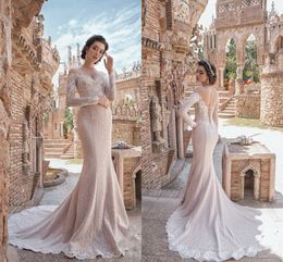 Belfaso Wedding Dresses 2019 Off Shoulder Long Sleeves Lace Appliques Bridal Gowns Sweep Train Mermaid Wedding Dress Vestido De Novia