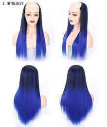 Synthetic U Part Wig 26 Inches Simulation Human Hair Soft Wigs in 14 Colors DHL