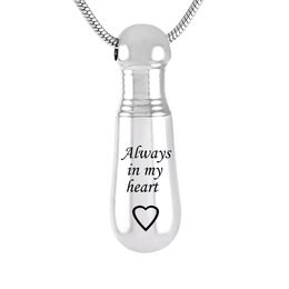 Cremation Ashes Urn Necklace Baseball Bat Exercise Memorial Pendant Engraved Family Name Jewelry for Ashes-always in my heart