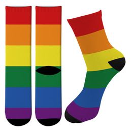 Fashion 3D Printed Rainbow Crew Men's Socks Harajuku Colourful Funny Equation Long Socks Code Homosexual Love Women Tube Socks