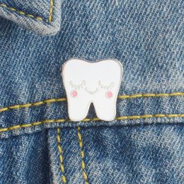 Cute Cartoon Tooth Metal Kawaii Enamel Pin Badge Buttons Brooch Shirt Denim Jacket Bag Decorative Brooches for Women Girls