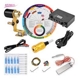 Complete Complete Tattoo Kit Motor Pen Kits Machine Set Rotary Completed Accessories Liner Shader Tattoo Machine Professional Kit