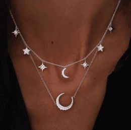 Women's Vintage Multilayer Star Moon Crystal CHOKER Necklace 2019 Bohemian Neck Jewellery Fashion Jewellery Party Gift