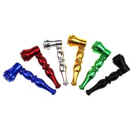 Newest Colourful Aluminium Alloy Mini Herb Tobacco Smoking Tube With Cover Holder Portable Detachable Pipe Innovative Design Hot Cake DHL Free