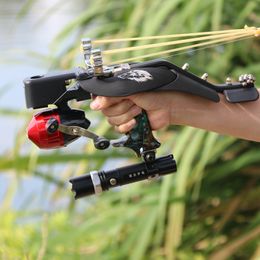 High quality stainless steel laser slingshot shooting fish slingshot outdoor fishing catapult hunting darts