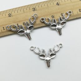 50pcs deer head antlers antique silver charms pendants Jewellery DIY For Necklace Bracelet Earrings Retro Style 33*22mm