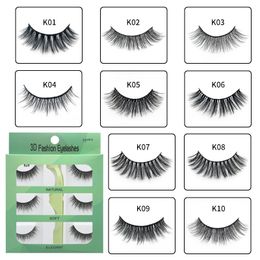 3 pairs/lot Fluffy 3D Faux Mink False Eyelashes Natrual Long Wispies Lashes Extension Handmade Full Volume Fake Eyelashes