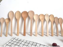 500pcs/lot Condiment Utensil Wooden Coffee Spoon Small Spoon Kitchen Cooking Teaspoon Kids Ice Cream Tableware Tool 15~17.5cm