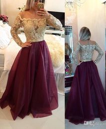 qatar 2024 Burgundy Sheer Long Sleeves Lace Prom Dresses Applique Beaded Top Beads Sash Backless Long Formal Evening Party Gowns With Buttons