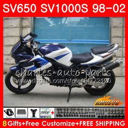 Body For SUZUKI SV650S SV400S SV1000S 98 99 00 01 02 26HC.7 SV 650S 400S 1000S blue white SV650 SV400 S 1998 1999 2000 2001 2002 Fairing