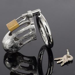 Male Stainless Steel Cock Cage Penis Ring Chastity Belt Chastity Device Adult BDSM Sex toys 951