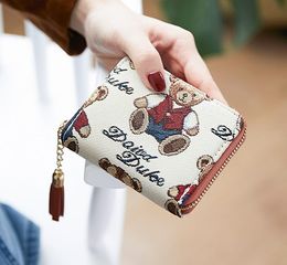 High Quality Shipping Free England Women Cartoon Bear Lovely Coin Pures High-end Designer Zipper Wallet Gift Billfold Bag 002 6751 -end