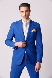 Classic Designe Royal Blue Men Wedding Dress Excellent Groom Tuxedos Popular Jacket Blazer Men Business Dinner/Darty Suit(Jacket+Pants+Tie)5