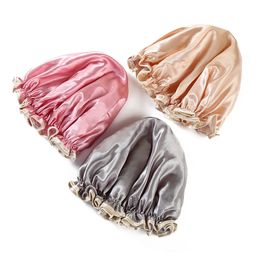 Waterproof thickened shower cap bath reusable cosmetology make-up dustproof smoke proof double layers pure color women hair cover