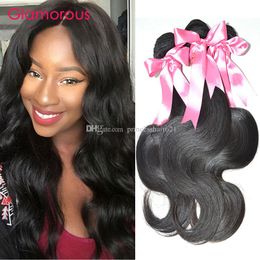 Glamorous Brazilian Hair Body Wave Wavy Hair Extensions 3 Bundles Best Selling 100g Virgin Peruvian Malaysian Indian Remy Human Hair Weaves