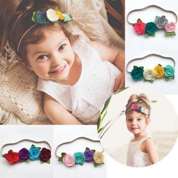 Europe 4 Non-woven Rose Flower Headband Kids Baby Girl Headband Toddlers Elastic Headwear Princess Photo Props Hair Accessories 14670