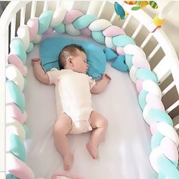 INS Hot 2M Length Baby Bed Plush Cushions Fence Decor Pure Weaving Plush Knot Crib Bumper Protector Infant Room