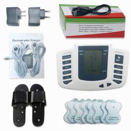 Hot Electrical Stimulator Full Body Relax Muscle Digital Massager Pulse TENS Acupuncture with Therapy Slipper 16 Pcs Electrode Pads