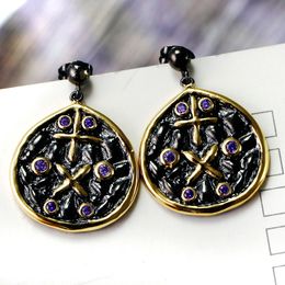 Fashion-New Jewellery Earrings for women CZ diamond Crystal Vintage Black & Gold plated Romantic Pendants Earrings Ladies accessories