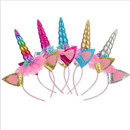 European and American cute unicorn hair hoop ball Halloween birthday party head buckle children princess horn headband WY1166