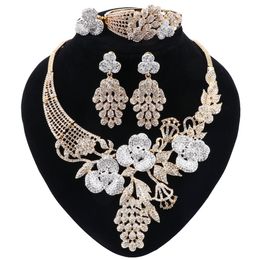 New Wedding African Jewellery Sets for women Fashion Jewellery Gold-color Nigerian Beads Jewellery Set Necklace Earrings