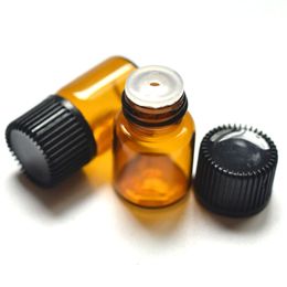 20pcs 2ml Mini Amber Glass Bottle with Orifice Reducer and Cap Small Essential Oil Vials Free shipping