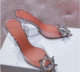 fashion new crystal diamond buckle ladies summer transparent PVC wine glass with pointed ladies sandals ladies sexy party wedding shoes #10