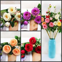 Hot Sale Wedding Tea Rose Artificial Flowers For Wedding Home Decoration Silk Rose Fleurs Scrapbooking DIY Craft Supplies