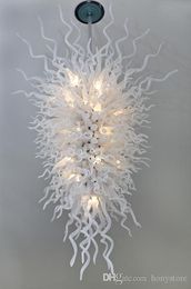 Crystal Chandeliers Lamp for Hotel and Restaurants Pure White Style Murano Hand Blown Glass Chandelier Light