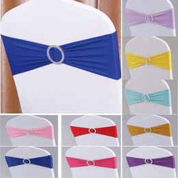 Elastic Chair Band Covers Sashes For Wedding Party Prom With Hoop Buckle Spandex Chairs Sash Buckles Cover Party wedding Free DHL HH7-2017