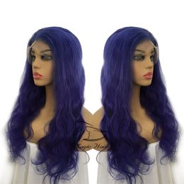 Full Lace Human Hair Wigs Purple Color Natural Wave Brazilian Virgin Human Hair Lace Front wig With Baby Hair Glueless