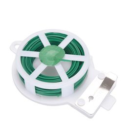 50M Plant Cable Tie Twist Ties with Cutter for Climbers Plants Rubber Coated Wire Line Spool Multi-use for Home Garden Office Twine Use