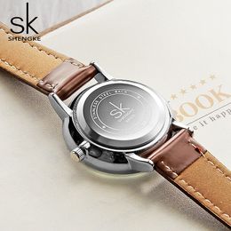 Shengke Couple Watch Men Women Watches Simple Quartz Reloj High Quality Relogio Masculino Business Clock Unisex Lover Watch Saat2226