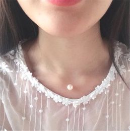 New arrival Fashion Transparent Invisible Fishing Line women collar Collie Imitation Pearl Pendant Necklace gift