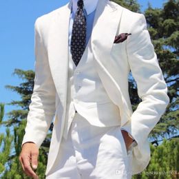 New Arrival One Button Groomsmen Peak Lapel Groom Tuxedos Men Suits Wedding/Prom Best Man Blazer ( Jacket+Pants+Vest+Tie) AA174