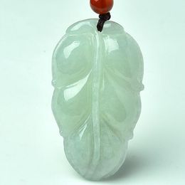 Wholesale glutinous jadeite leaf pendant for men and women natural Myanmar jade pendant