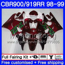 Bodys For HONDA CBR 919RR CBR 900RR CBR919RR 1998 1999 278HM.37 CBR900RR CBR 919 RR CBR900 RR CBR919 RR 98 99 wine red glossy Fairing kit