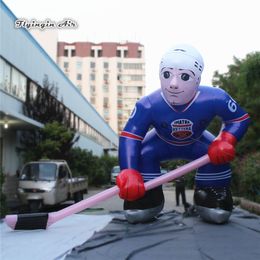 Customized Inflatable Ice Hockey Player Model 5m Height Blow Up Sportsman Sculpture For Competition Venue Decoration