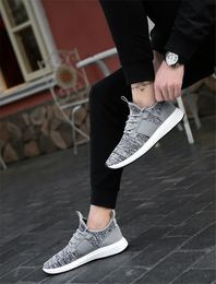 Hot Sale 2020 men's casual flying line knitted board shoes trend elastic band sports breathable non-slip wear-resistant wild men's shoes