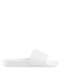 erkek unisex moda beyaz kapitone Deri Slaytlar sandalet logosu düz deri terlik boyutu euro 35-45 kabartmalı womens